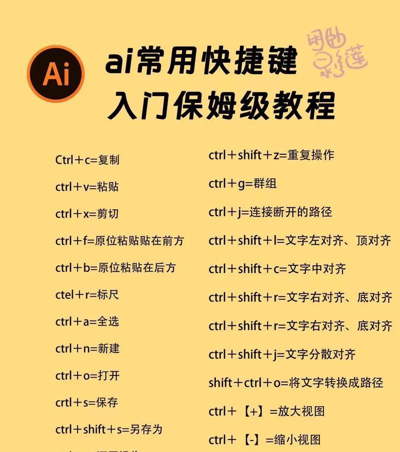 AI常用快捷键全解析(提高工作效率的必备技能) AI常用快捷键全解析(提高工作效率的必备技能)